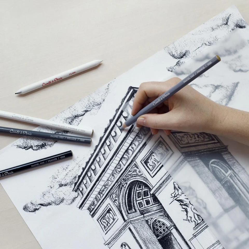 Suchý pastel v ceruzke Conté à Paris 2 ks - Biela – Obrázok 2