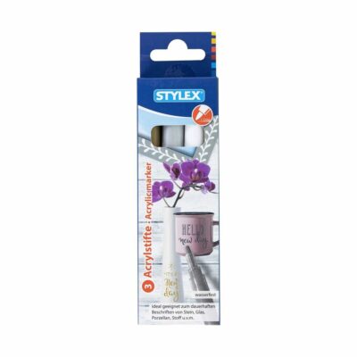 Akrylový popisovač 1-2 mm STYLEX 3 ks