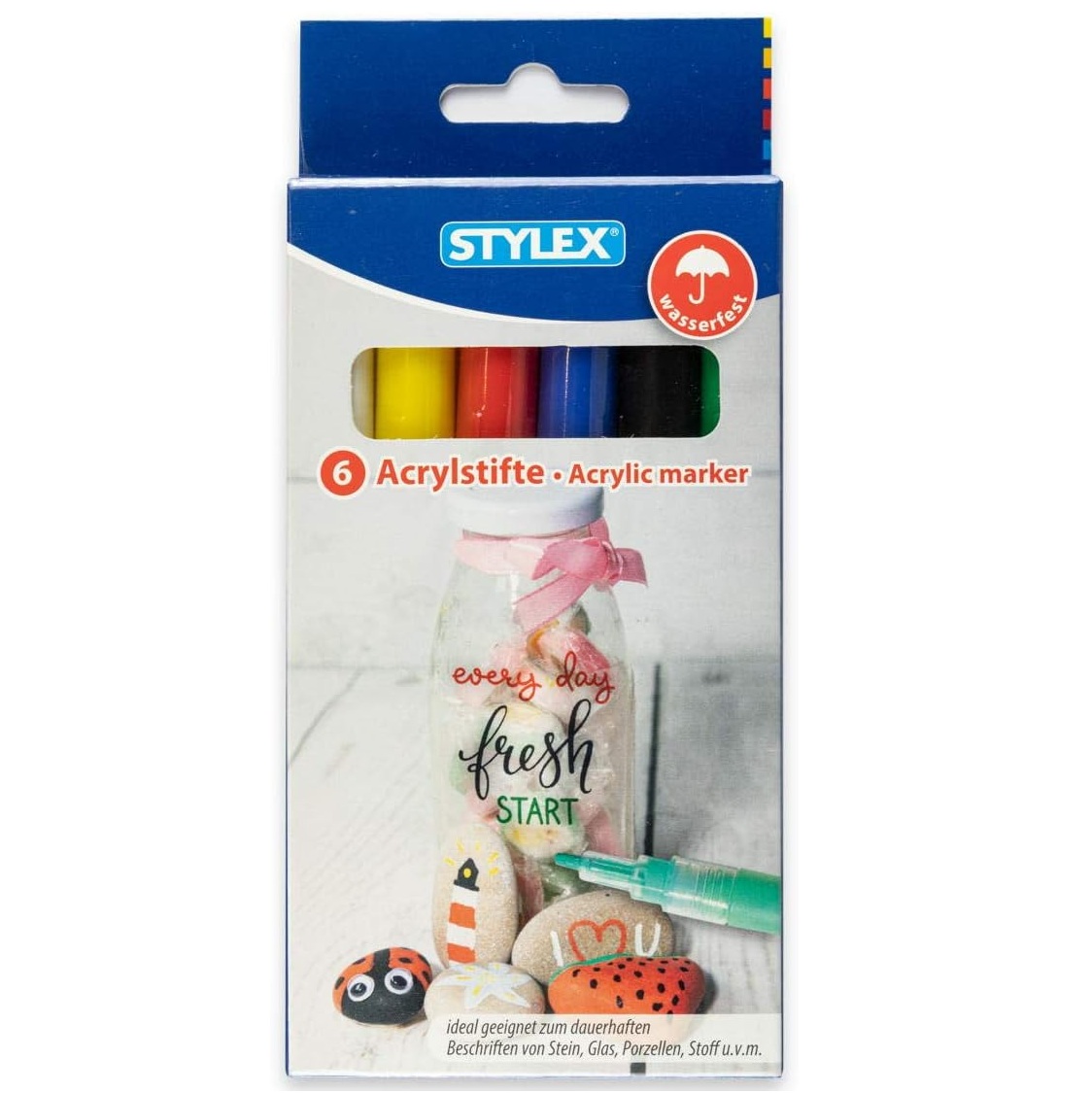Akrylový popisovač 1-2 mm STYLEX 6 ks