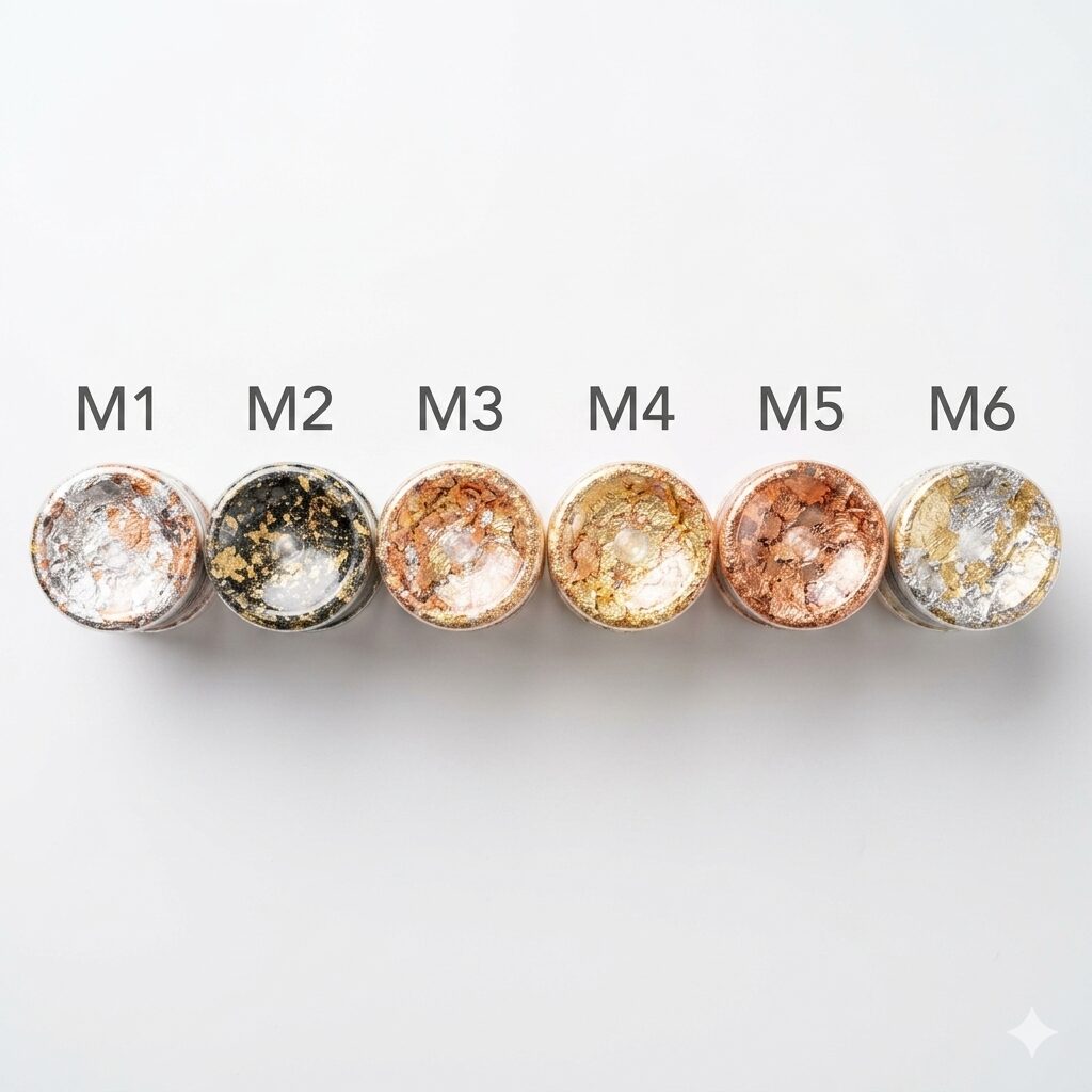 Metalické vločky M1-M12 Pentart 100 ml, rôzne druhy – Obrázok 2